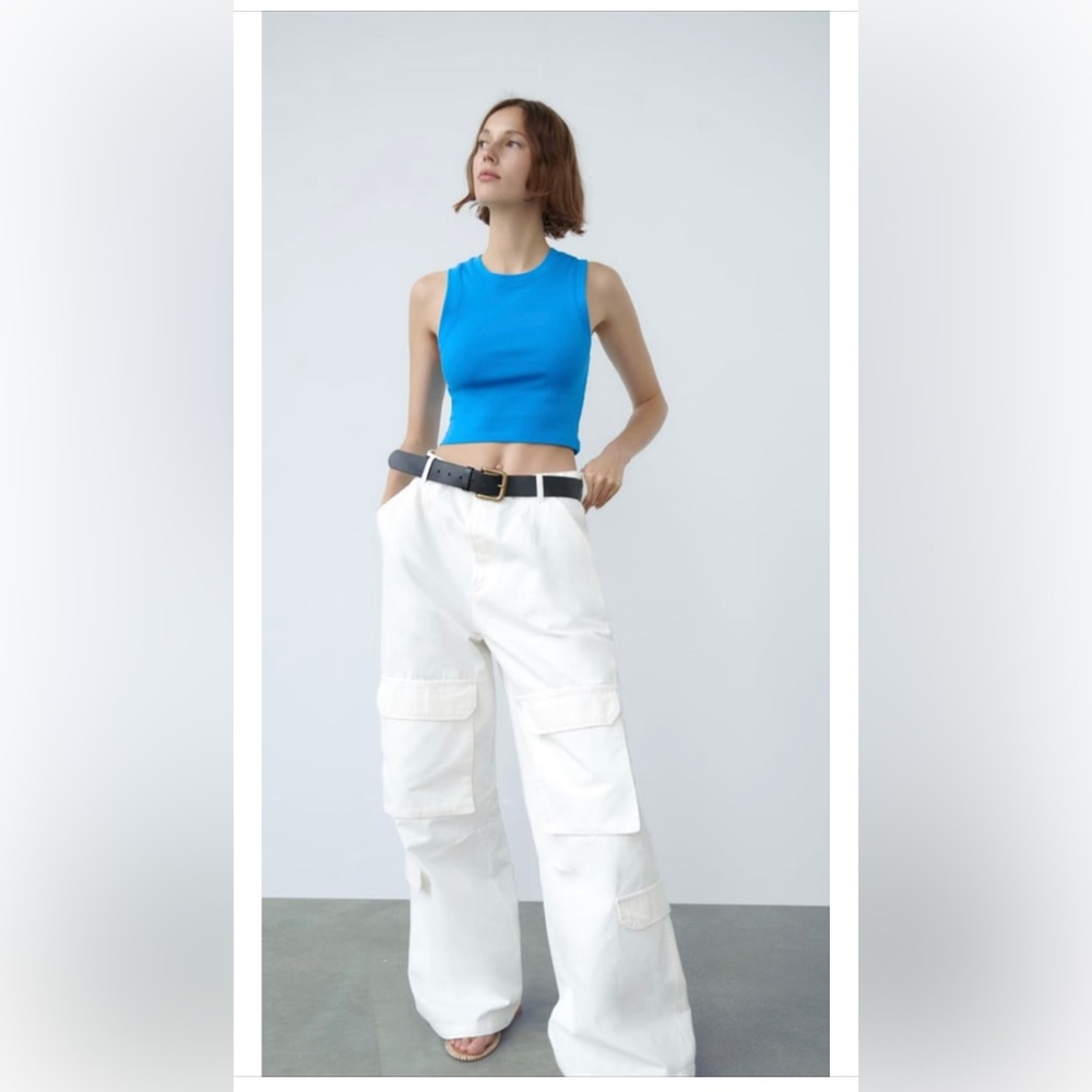 Blue Sleeveless Crop Top